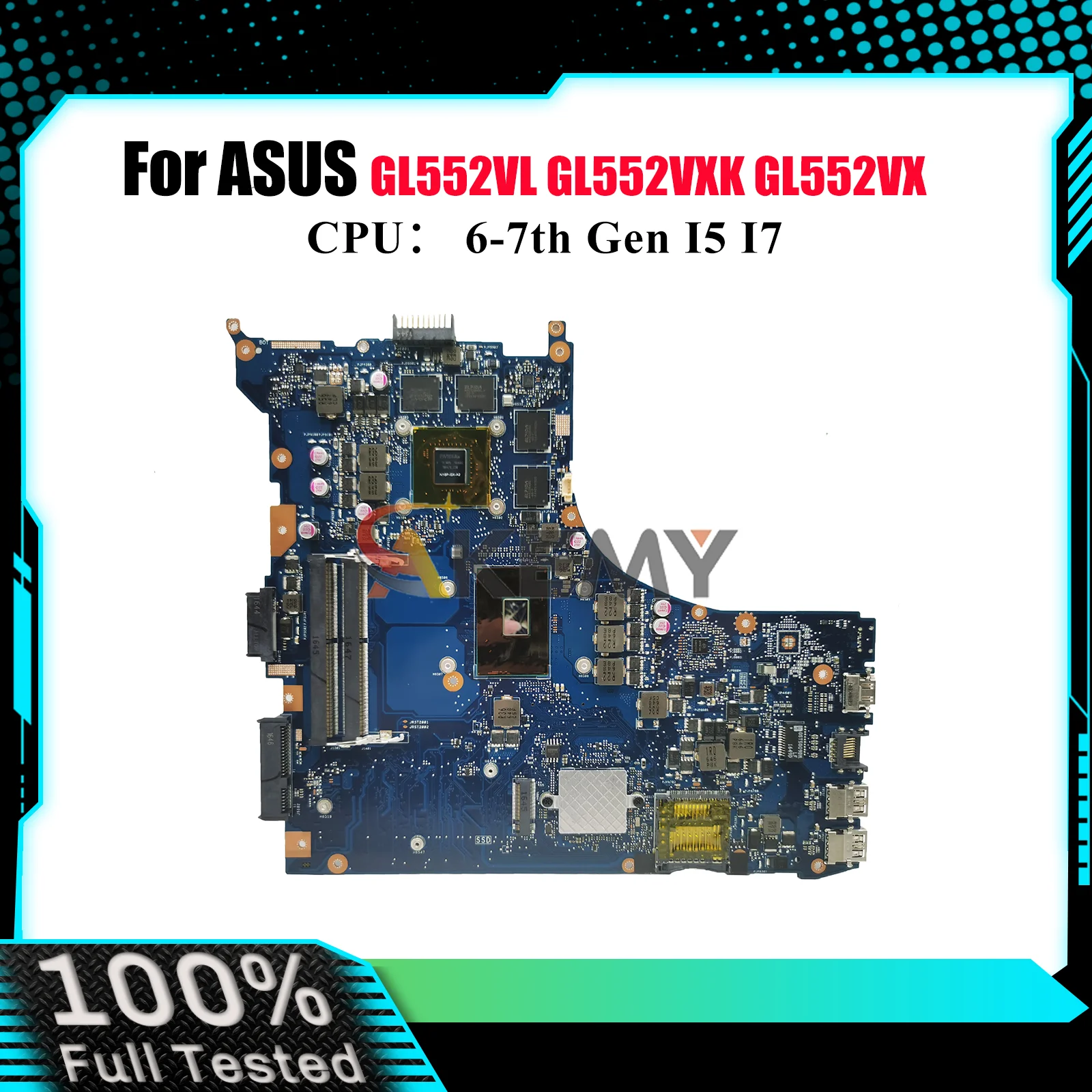 

GL552VW Laptop Motherboard For ASUS ROG GL552VX FX-PRO ZX50V GL552V GL552VXK Notebook Mainboard With I5 I7 CPU 100% tests OK stk