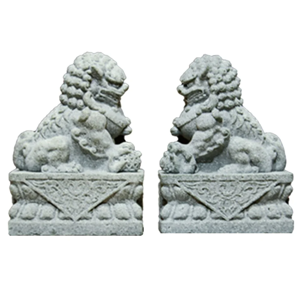 2pcs Mini Lion Figurine Stone Lion nament Decorative Statue Home Decor Miniature Model Tabletop Adornment Lion Desktop
