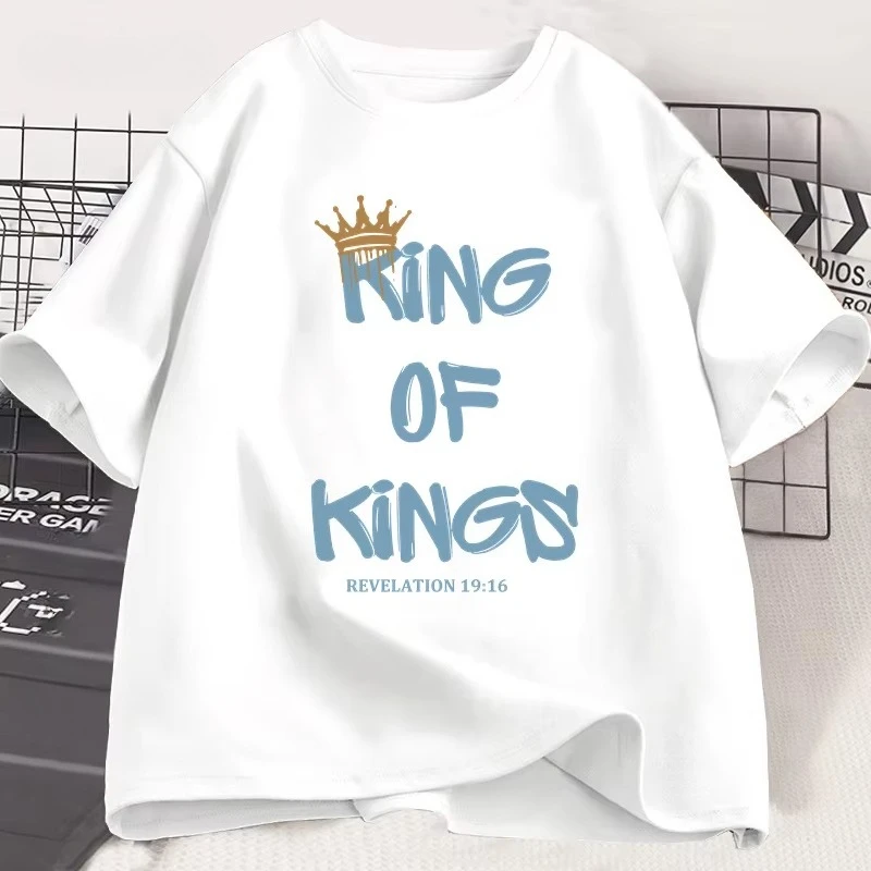 King of Kings T-Shirt Christian Clothing Religious Gift for Men Women Jesus Christ Streetwear Faith Harajuku Short Sleeve Tees