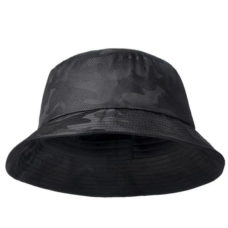 Unisex Black Camouflage Bucket Hat Fisherman Hat Sunscreen Hats Outdoor Travel Hat for Men Women Bucket Hats