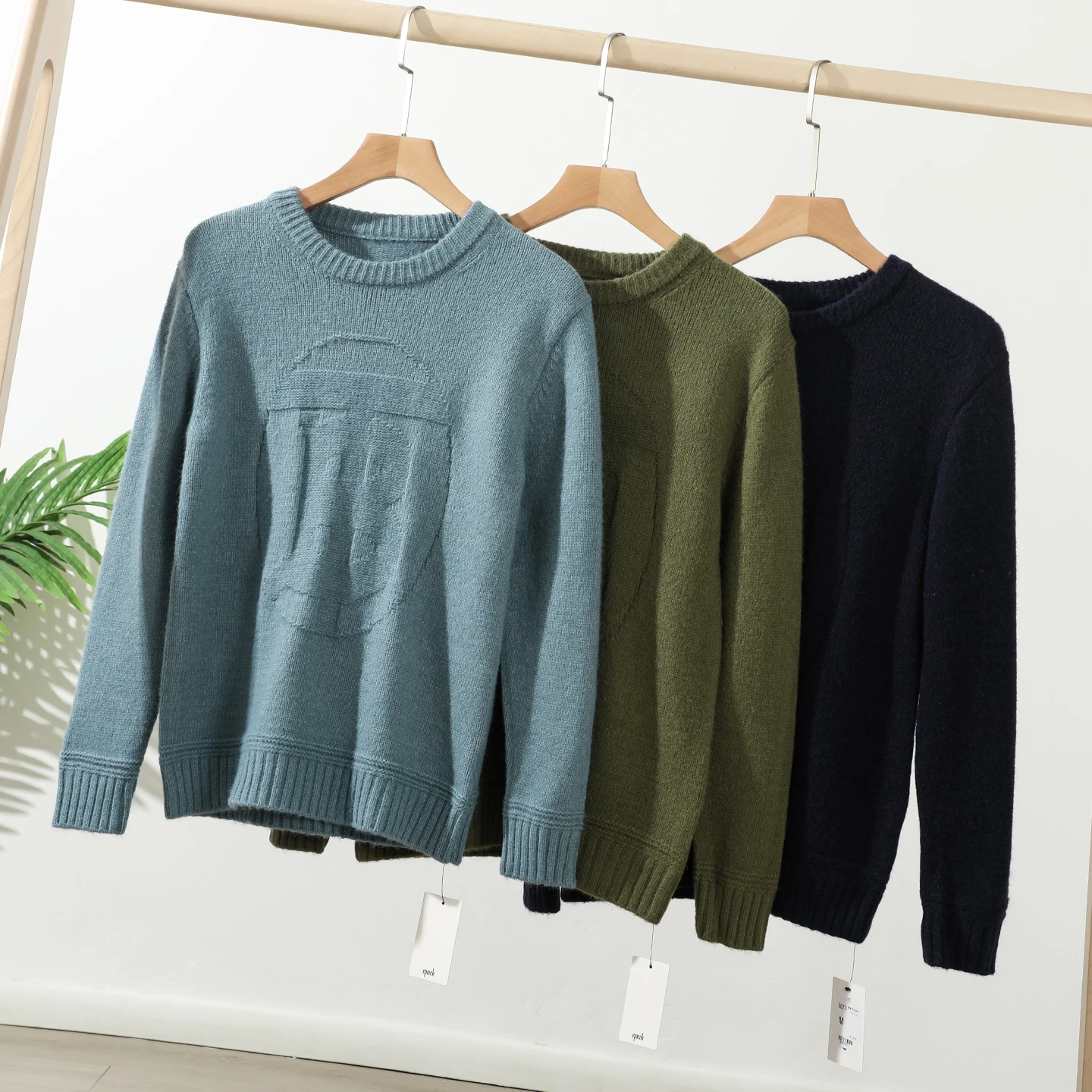 

Series! Cotton Blend! 3D Embroidery! Winter Men's Faion Overhead round Ne Knitted Sweater Warm Casual Sle