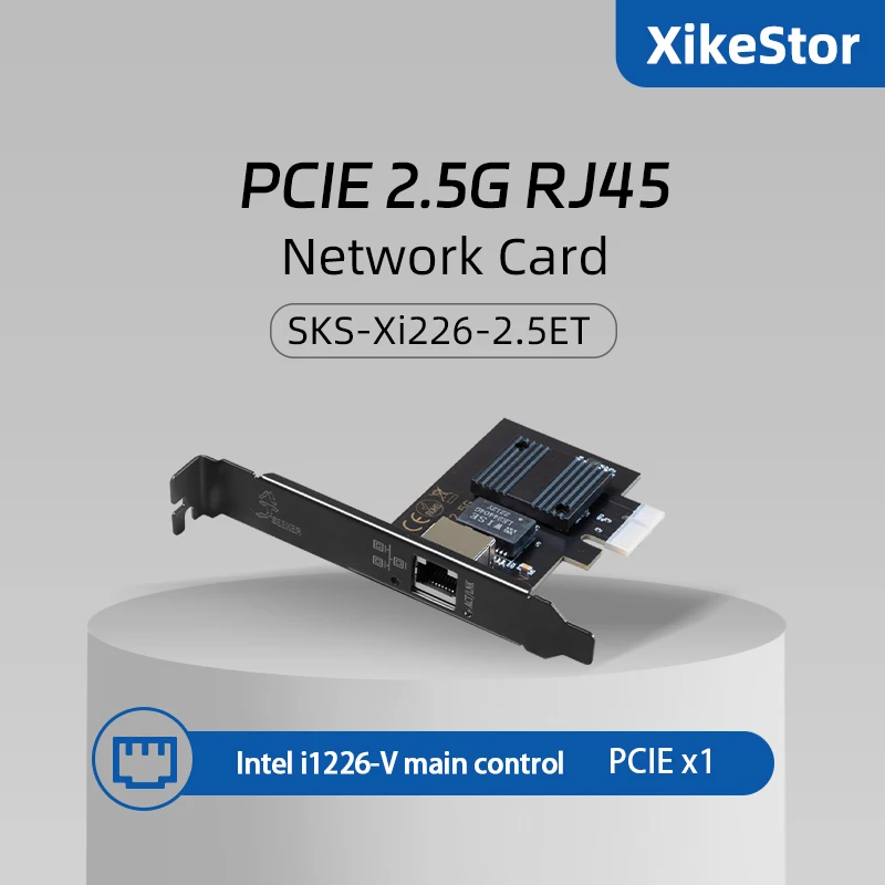 XikeStor SKS-I226-2.5ET voor Intel I226 chipset 2500Mbps Pcie RJ45 Netwerkkaart ondersteunt 100/1000/2500Mbps