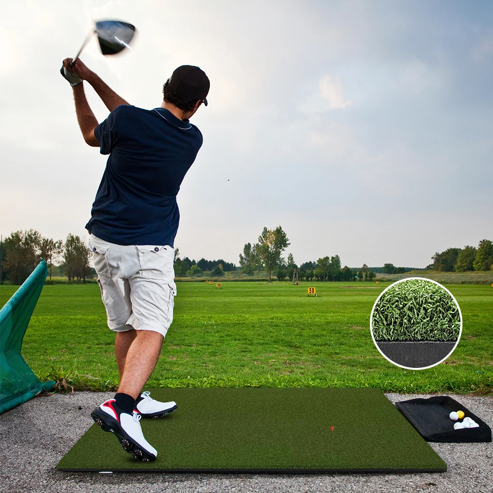 

5x5ft Golf Chipping Driving Range Tee Line Practice Mat 35mm for Backyard/Garage/Driving Range/Simulators