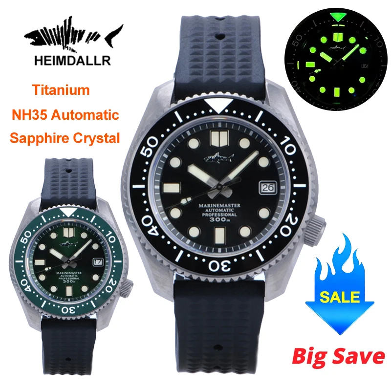 Titanium Automatic Watch 300M Sapphire - Heimdallr Titanium MM300 Mechanisch horloge NH35
