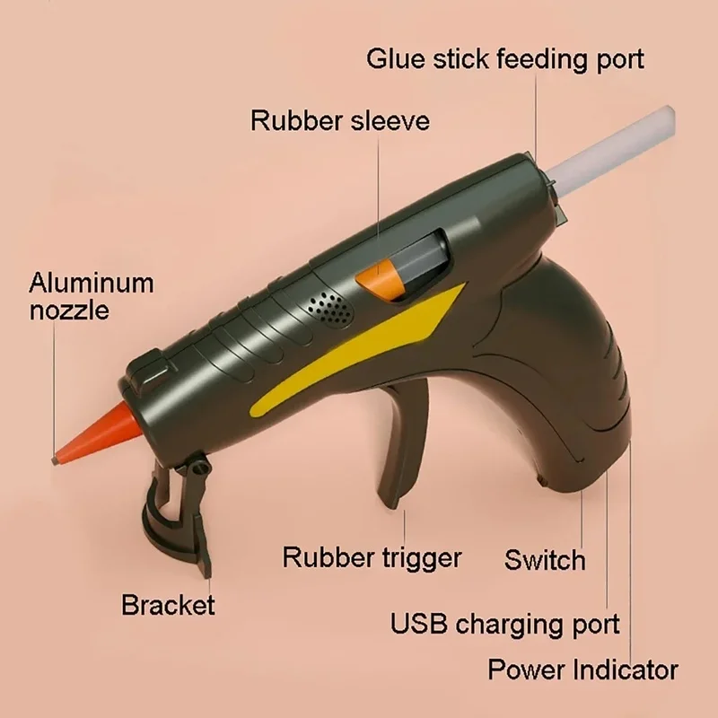 

Rechargeable Electric Hot Melt Glue Gun, 65-80°C, Plastic Welding Tool, 7mm Glue Sticks, Ideal for DIY Projects and Crafts