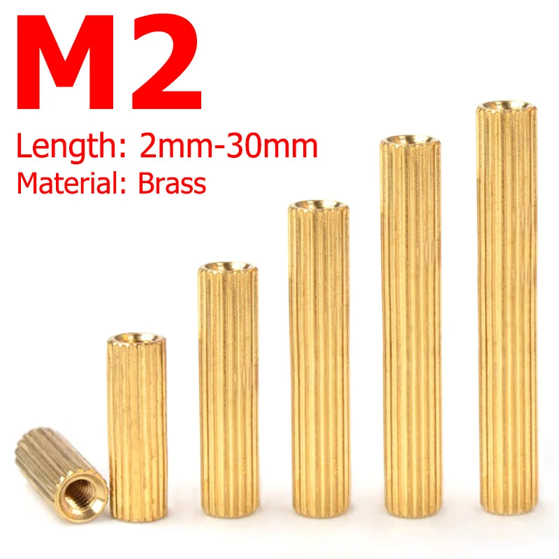 

50/100pcs M2 Double-pass Copper Column Length 2-30mm Pcb Motherboard Gasket Column Brass Knurled Hollow Bolt Cylinder Female