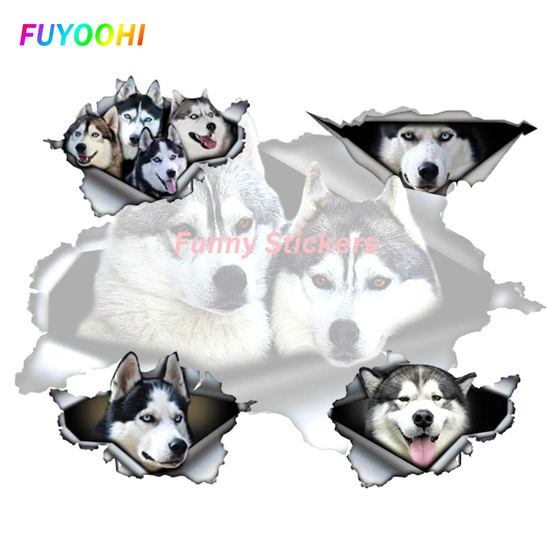 13cm * 9cm Kreatywny 3D Siberian Husky Wodoodporna naklejka samochodowa JDM Odblaskowy wystrój samochodu Winylowe naklejki motocyklowe Auto