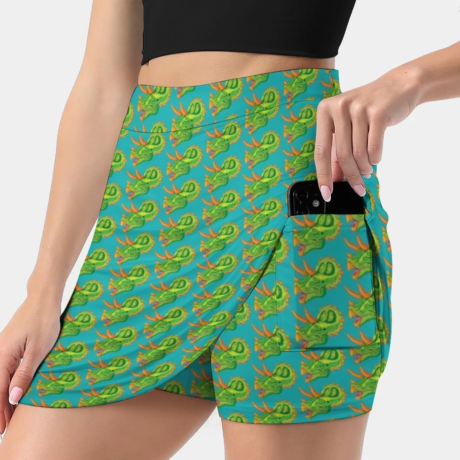 

Triceratops ( Lime ) Women's skirt Sport Skort Skirt With Pocket Fashion Korean Style Skirt 4Xl Skirts Triceratops Dinosaur