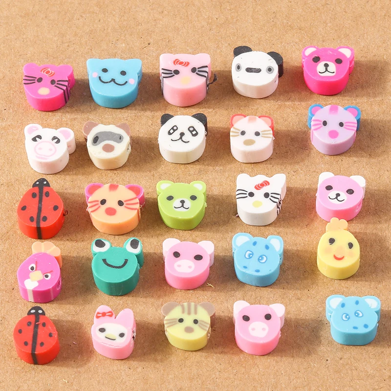 50 Stück Gemischte Blumen-, Frucht- und Tier-Polymer-Clay-Perlen, lose Abstandhalterperlen für Schmuckherstellung, DIY Armband- und Halsketten-Zubehör – Detail 3