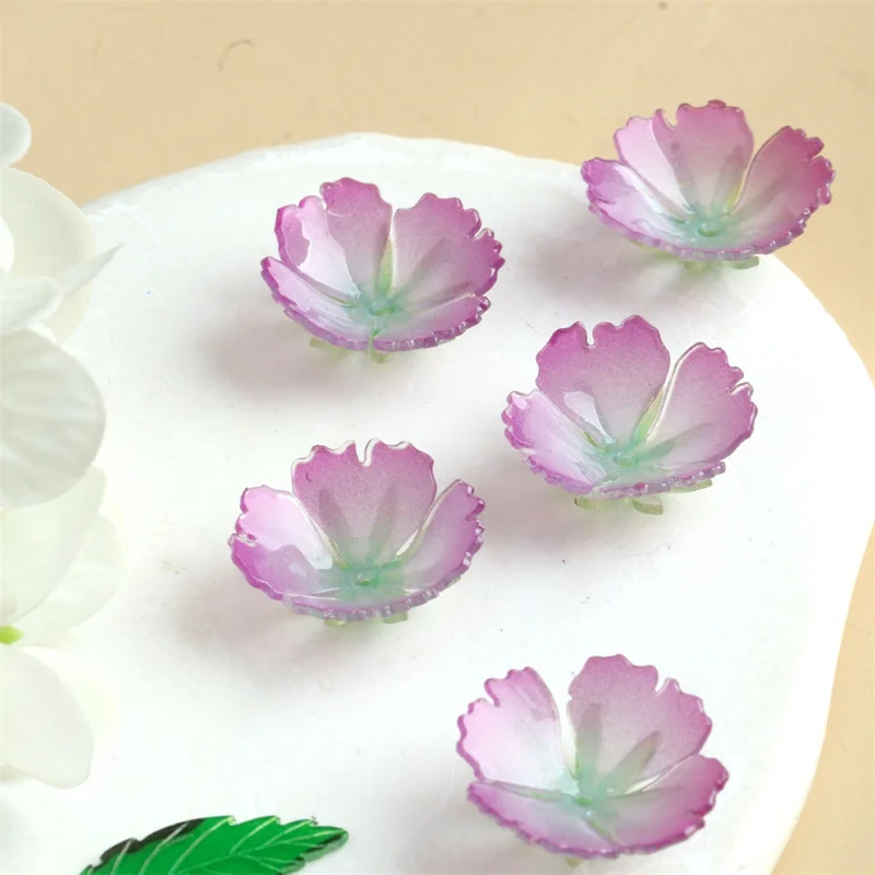 2026 New style 44pcs/lot 21mm color pattern print cartoon flowers shape acrylic floral diy jewelry garment hair accessory