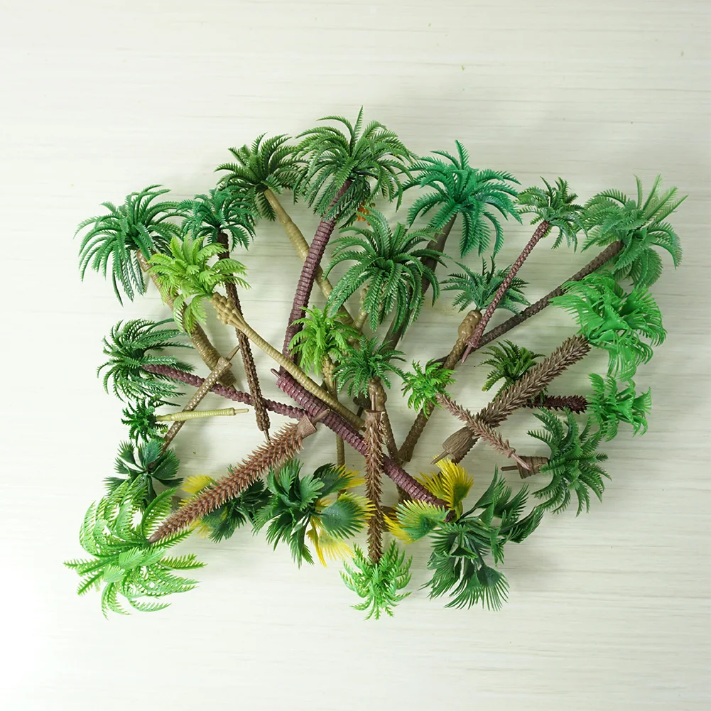 30pcs Mixed Model Trees Coconut Palm Scale Tree DIY Park Rainforest Train Railroad Decoration Building Landscape Miniature Tree