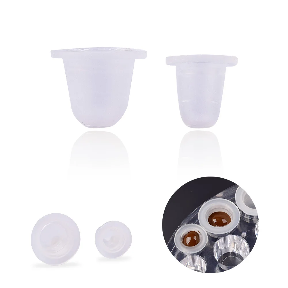100Pcs Disposable Silicone Tattoo Ink Cup Size Permanent Tattoo Makeup Eyebrow Makeup Pigment Container Caps Tattoo Accessories