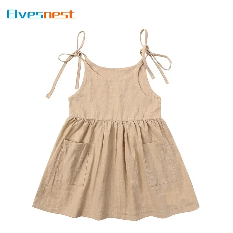 

Fashion Kids Clothes Girls Casual Dresses Solid Color Cotton Sleeveless Baby Girl Dress Summer Kids Dresses for Girls 1-6 Years