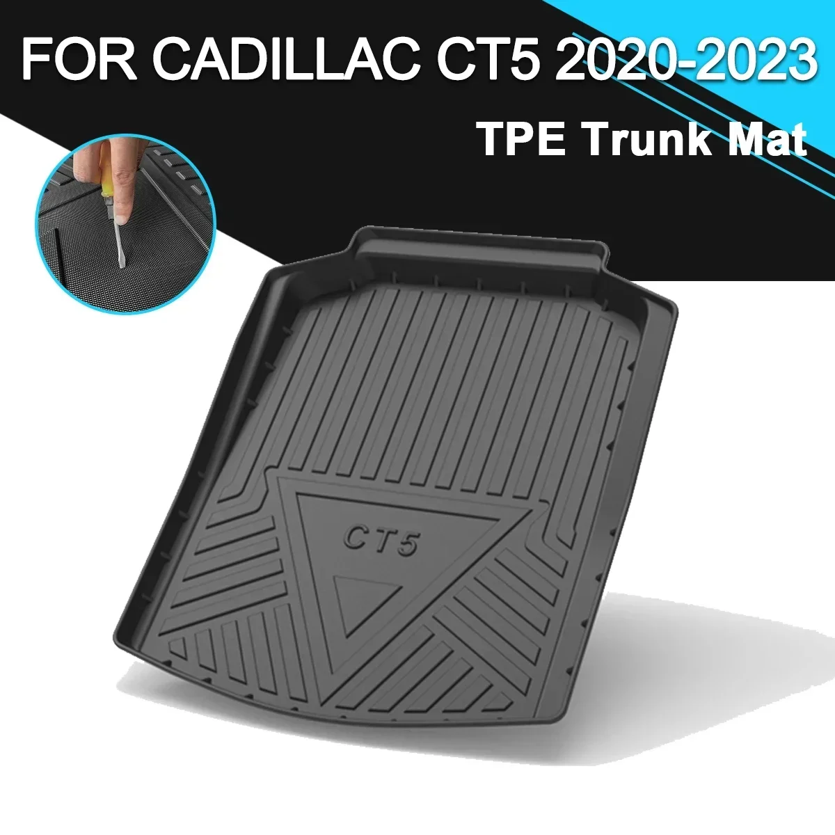 

Car Rear Trunk Cover Mat Non-Slip Waterproof Rubber TPE Cargo Liner Accessories For Cadillac CT5 2020-2023