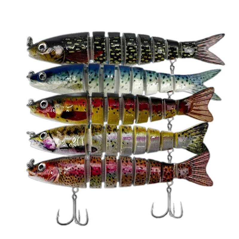 

5Pcs Multi-Section Artificial Fishing Lures Fishhooks Jointed Swimbait Crankbait Fishing Realistic 3D Sinking Swim Baits N58B