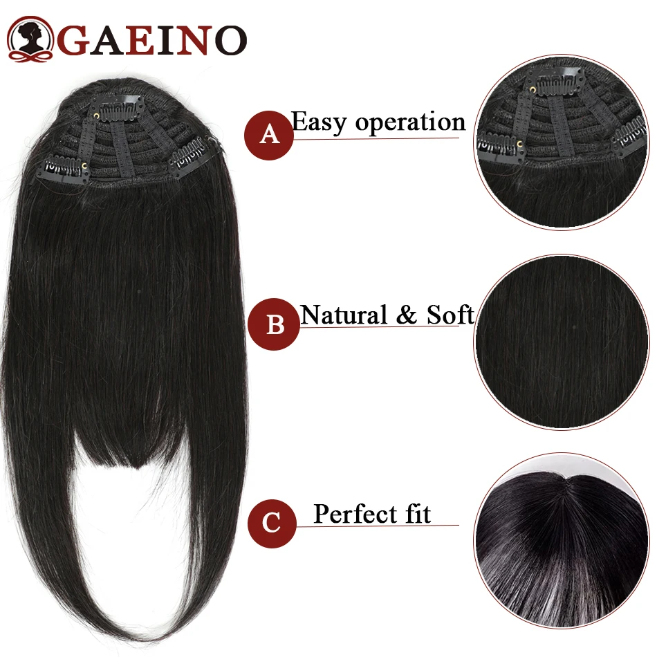 Clip In Bangs Human Hair With 3 Clips 4# Straight Clip On Natural Fringe Hair Bangs Brazilian Remy Hair Neat Bang Hairpieces