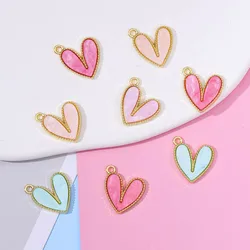 16*16MM 20Pcs Pink Purple Love Heart Charms For Jewelry N Women's Party Earrings Necklaces Bracelets Pendants Diy Handmade Gifts