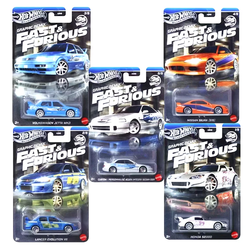 Hot Wheels Prata Modelo Genuíno Carro Velozes e Furioso Gráfico Remix Personalizado Acura Honda Volkswagen Jetta Boy Brinquedos Veículo Real Sedan