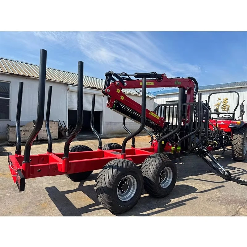 360 Rotation Log Trailer Grapple Hydraulic Wood Timber Trailer Crane PTO Driven Digital Motor