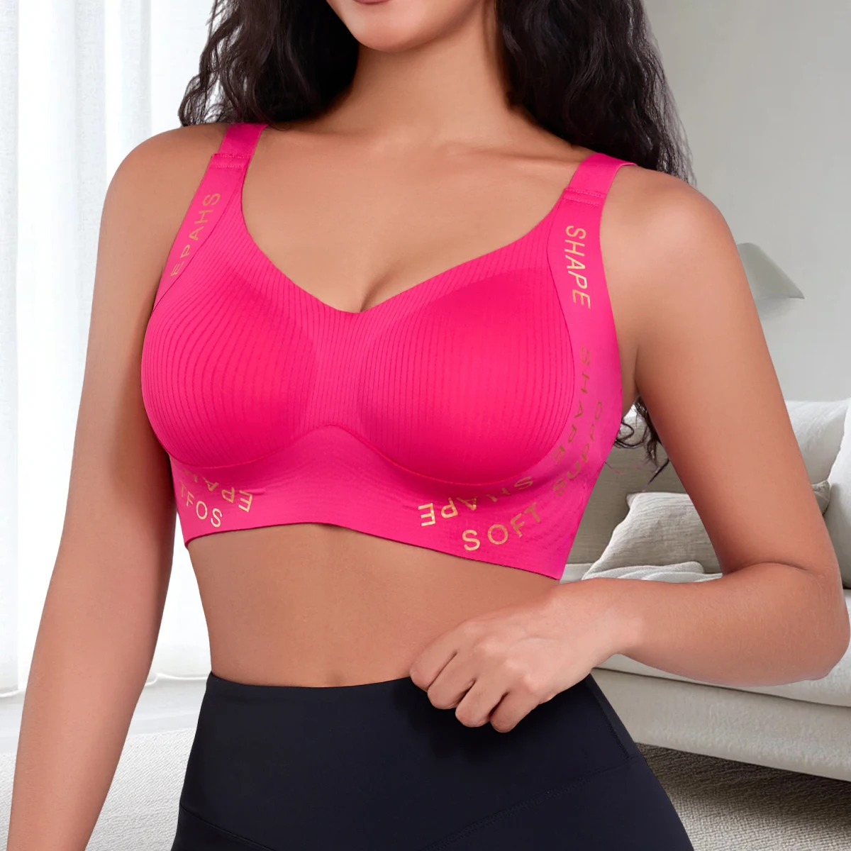 1pcs Women's Solid Seamless Underwear Jelly Glue Lady Bras No Wire And Anti-sagging Pad  Comfortable Sports Female Brassiere