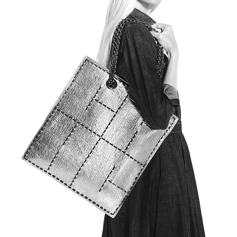 Carolina Herrera bolso de cadena grande de Color sólido con textura de alta gama hecho a mano bolso de mujer de gran capacidad bolso de hombro