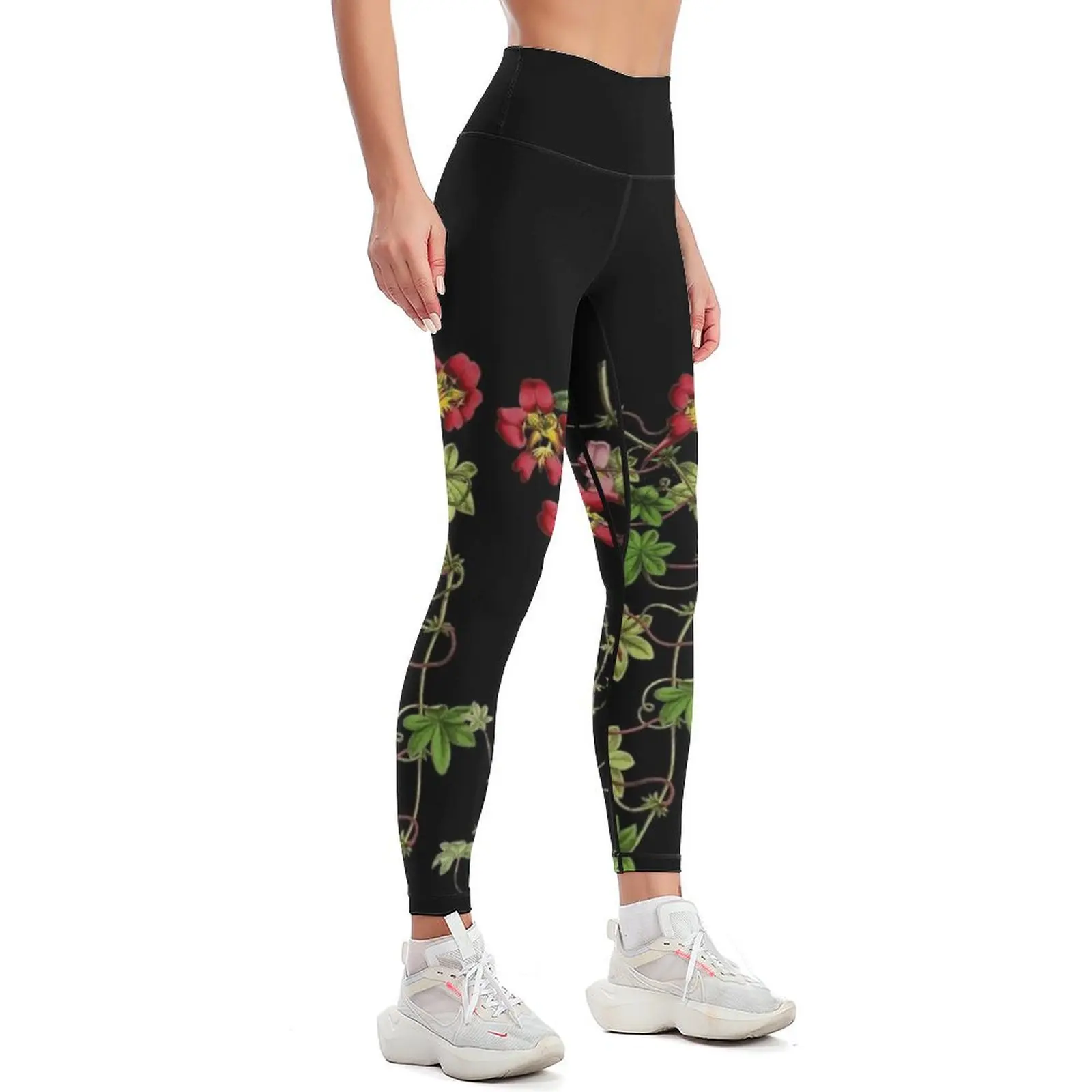 Beautiful Blooming Floral Border Leggings gym's sportswear gym clothing Womens Leggings