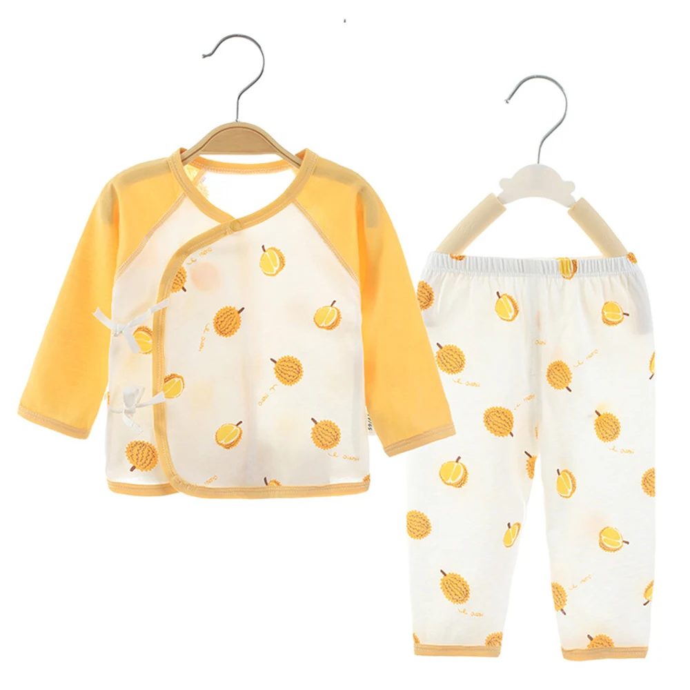 Baby Clothing Sets Cotton Summer Thin Type Long Sleeve Tops Pants Two Pieces 0-3 Months Unisex Boy Girl Newborn Clothes