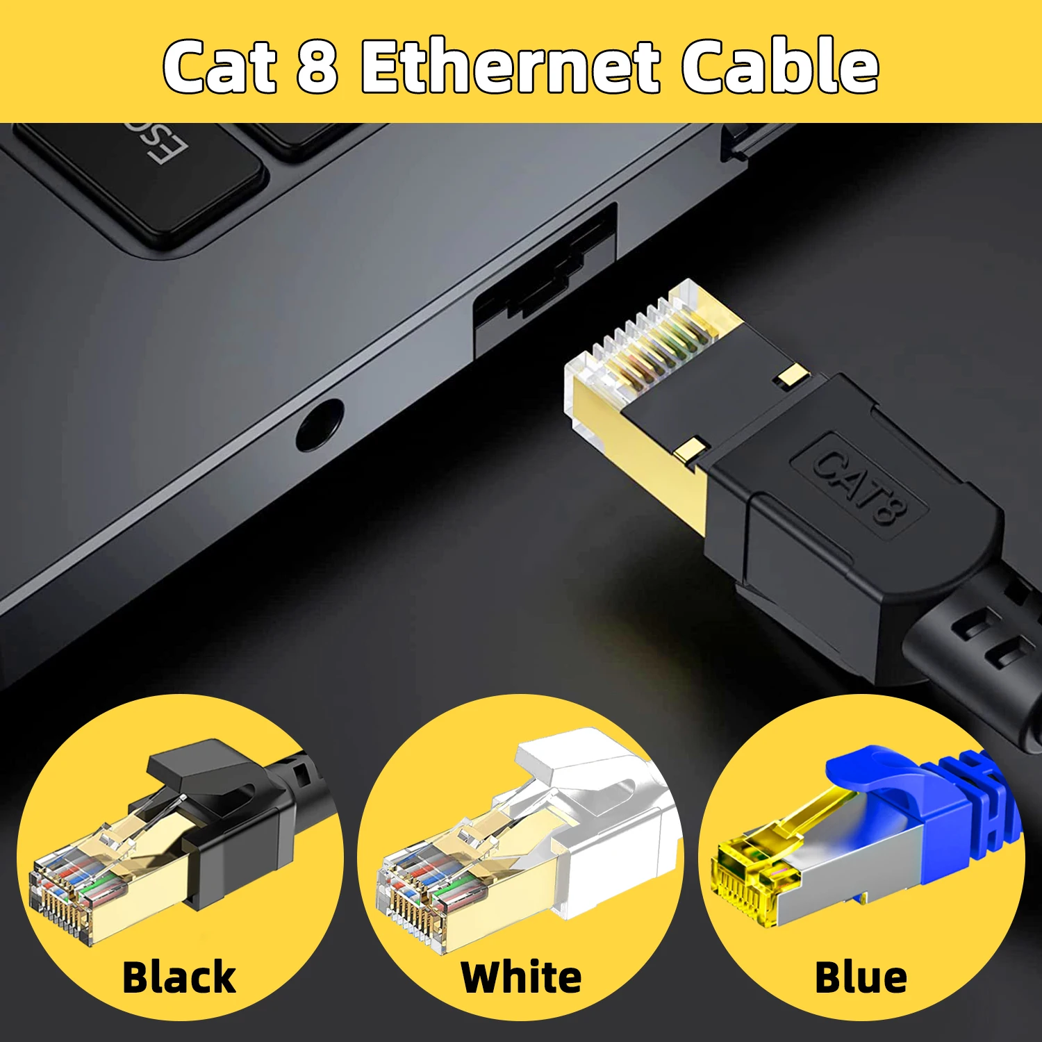 CAT8 Ethernet Cable Super Speed 40Gbps 2000MHz Lan Cord RJ45 Internet Network for Laptops PS5 Router Modem Patch cable Cat 8