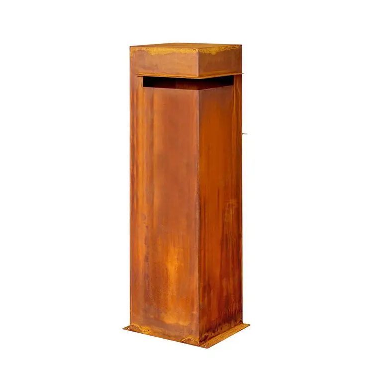 

Residential Curbside Rustic Waterproof Drop Box Corten Steel Post Letterbox