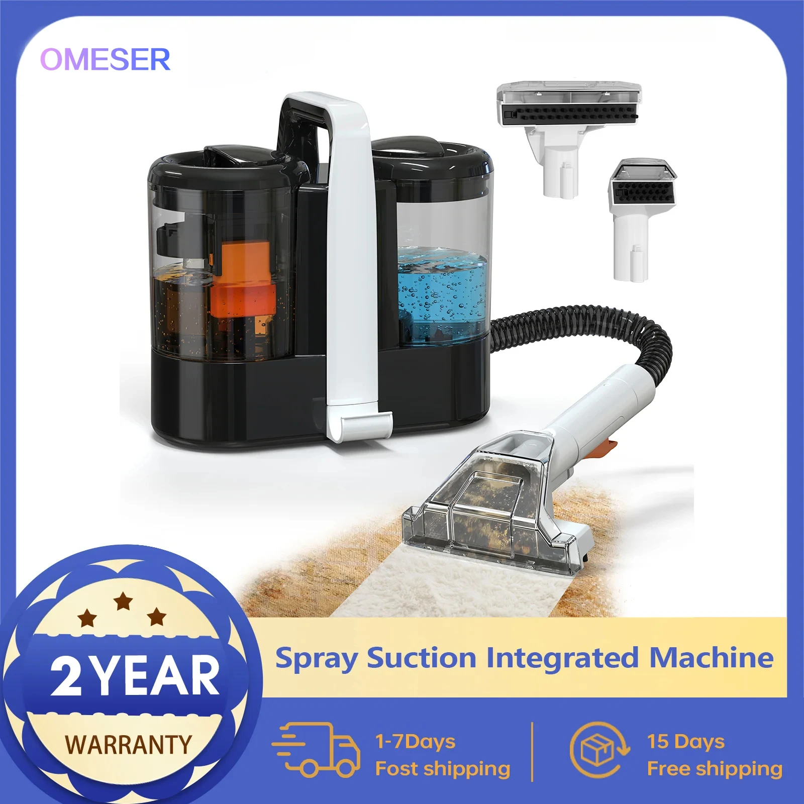 Mamnv Spot Cleaner 600/450W 15/11KPa Handheld Carpet Cleaner for Sofa Curtain Spray Suction Integrated Machine Clean Machine