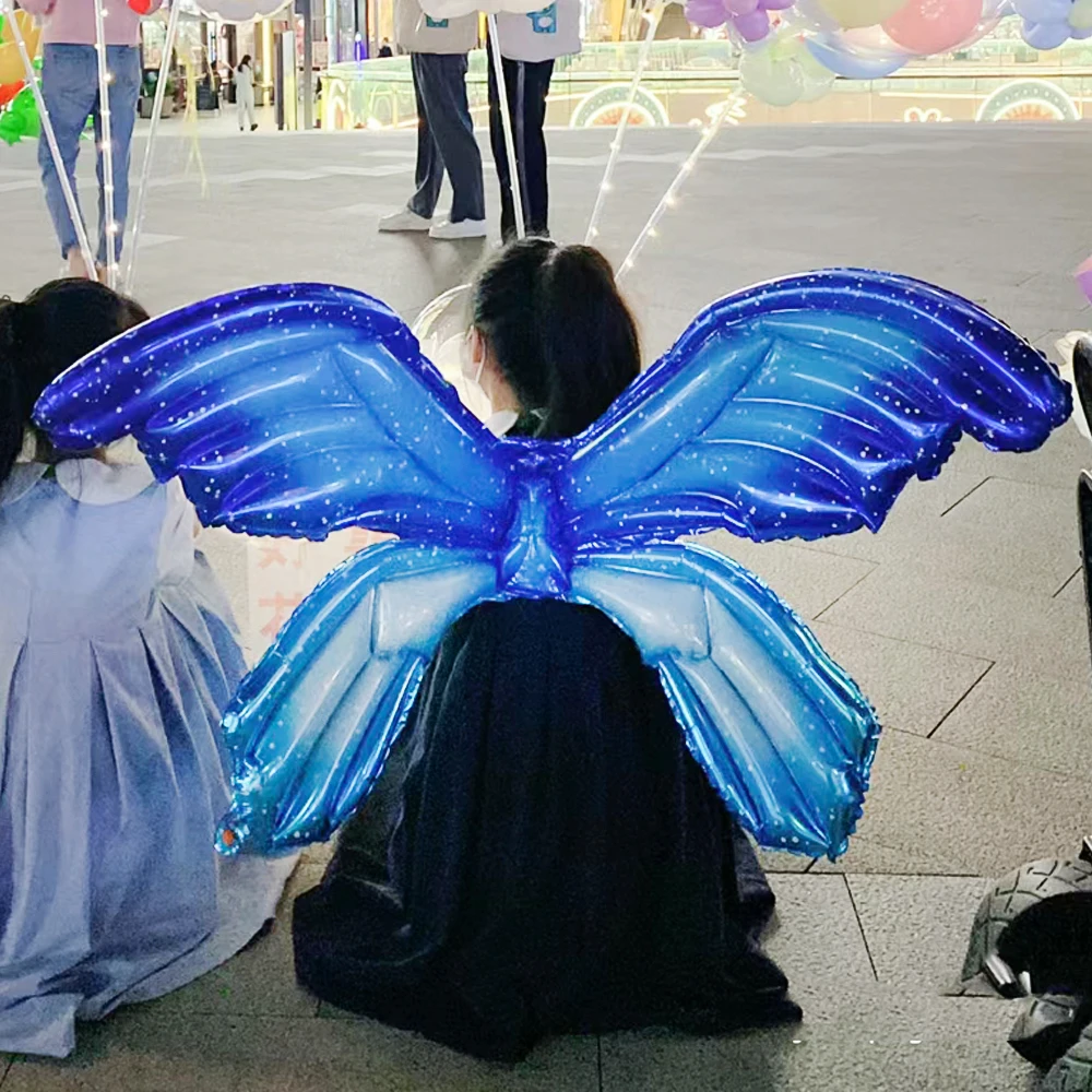5ชิ้น122เซนติเมตรพองของเล่นขนาดใหญ่ผีเสื้อลูกโป่งฟอยล์เจ้าหญิงปีกเครื่องแต่งกายของขวัญตกแต่งของขวัญวันเกิดสำหรับเด็กผู้หญิง