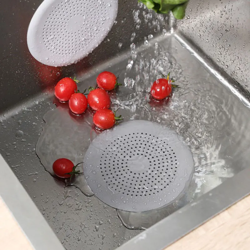 6/2pcs Shower Floor Drain Hair Stopper Catcher Kitchen Sink Anti-blocking Bathtub Strainer Sewer Outfall Filter with Suction Cup