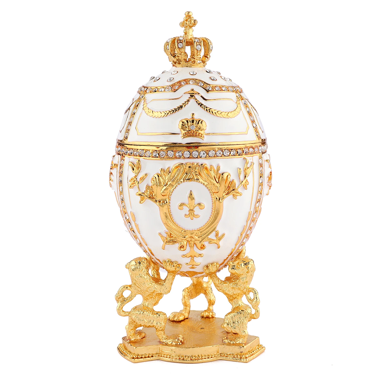 QIFU Large Royal Red Purple White Easter Faberge Egg Style Money Trinket Box Gifts