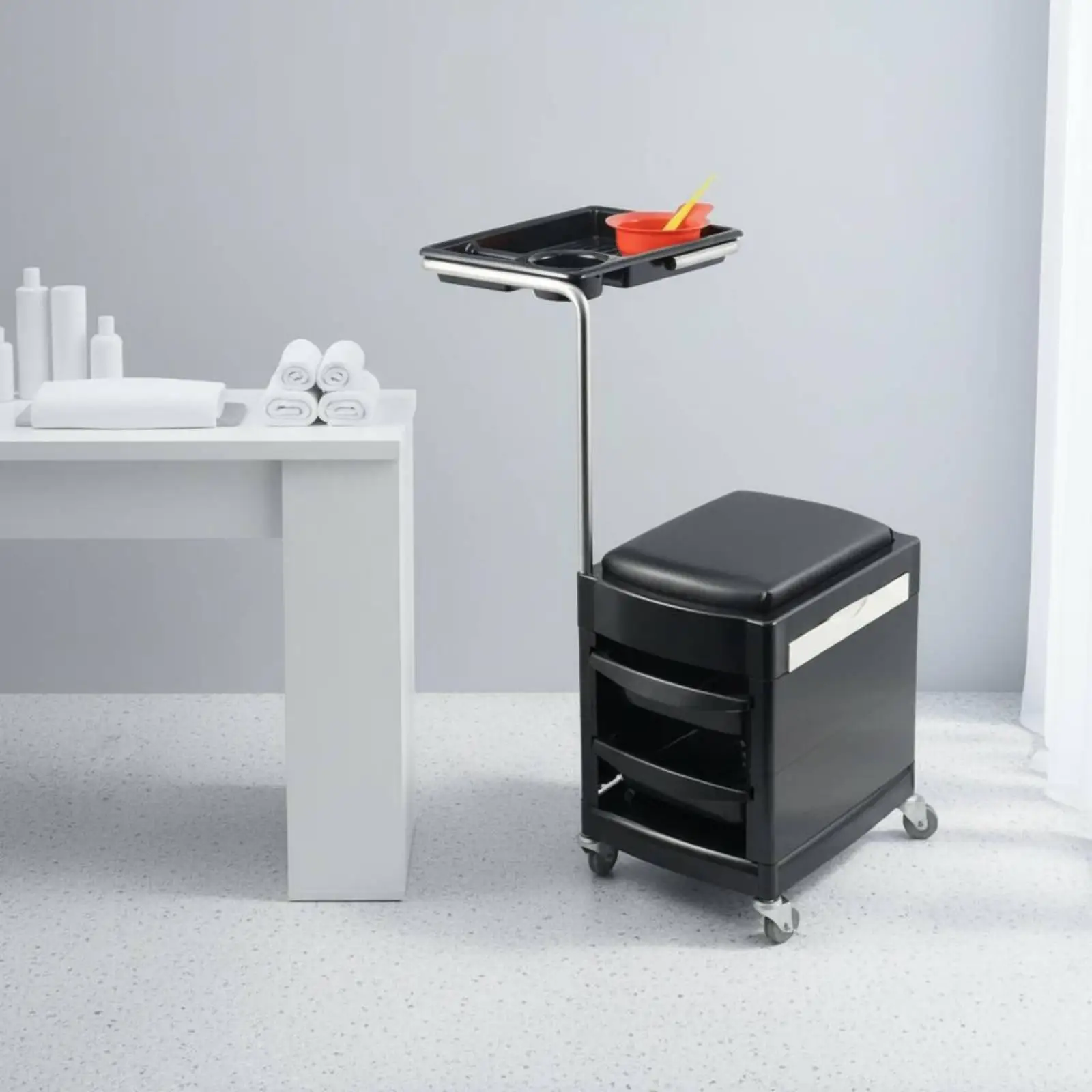Salon Equipment Trolley Chair with Wheels for Hairdresser Material Storage and Work Efficiency