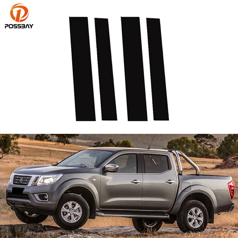 Car Window Pillar Posts Door Trim Cover Stickers Decal for Nissan Navara Frontier NP300 Crew Cab 2018 2019 2020 2021 Accessories