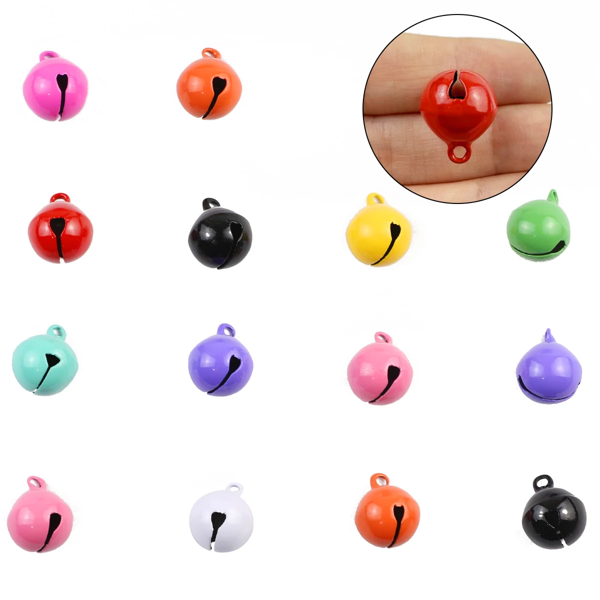 14MM 5~20pcs Christmas Bell Baking Paint Pendant Dolls/Label Hand Tag Connector For Jewelry Bracelet Making DIY Accessories