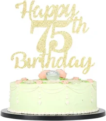 1pc 75th birthday cake topper for happy birthday, Happy birthday cake topper cake ornament