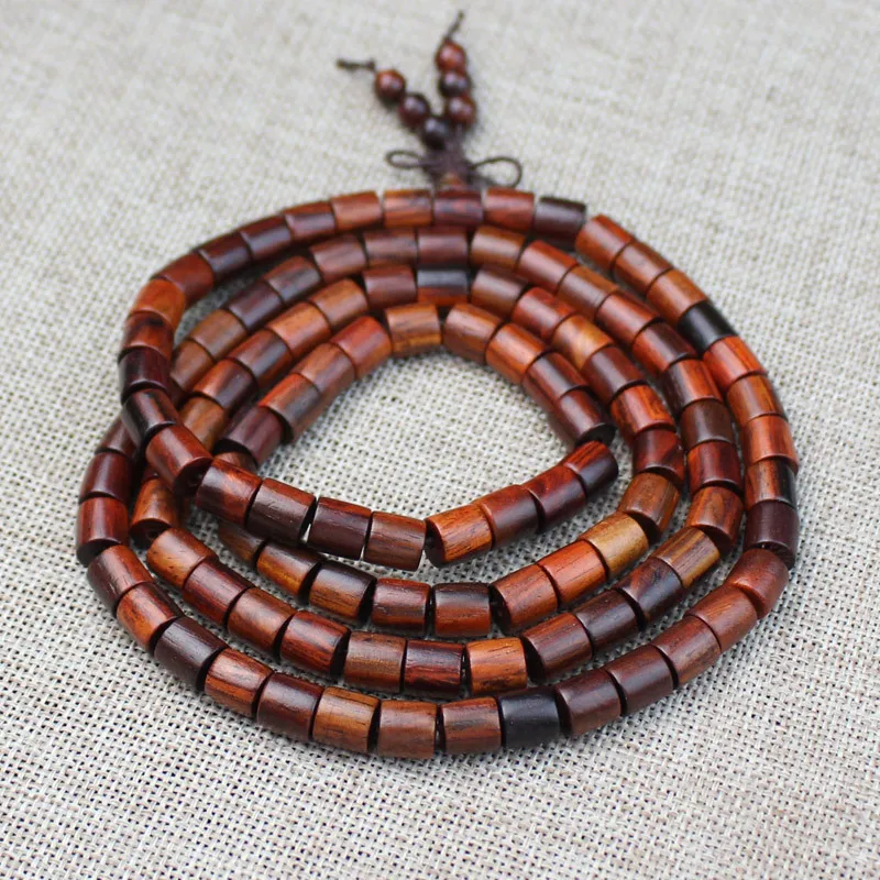 Laos Rosewood Bracelet Personality Barrel Beads Rosewood108Beads Bracelet Cross Toe Dalbergia Hupeana Material Men and Women Jew