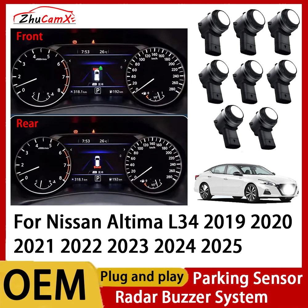 

ZhuCamX Front Rear Parking Sensor Assistance Backup Radar Buzzer System for Nissan Altima L34 2019 2020 2021 2022 2023 2024 2025