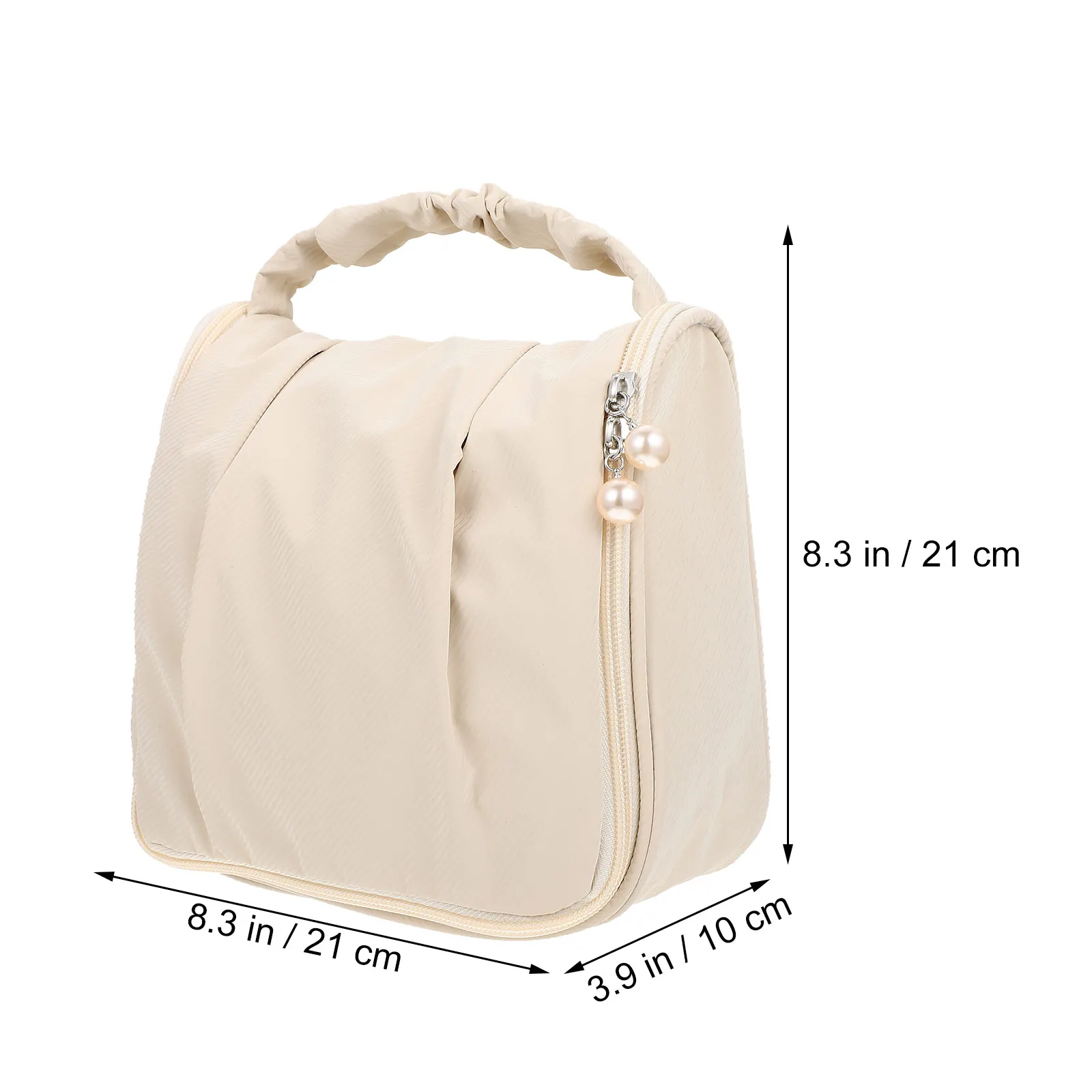 

Hook Design Makeup Bag Handheld Travel Storage Organizer Pearl Zipper Toiletry Pouch Handle Toiletry Bag