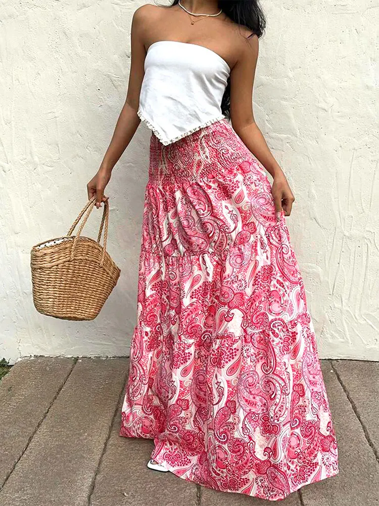 Frauen Maxi Rock Sommer Neue Streetwear Fashion Tie Dye Drucken Beiläufige Dünne Rock Elegante Weibliche Party Vielseitige Rock Kleidung