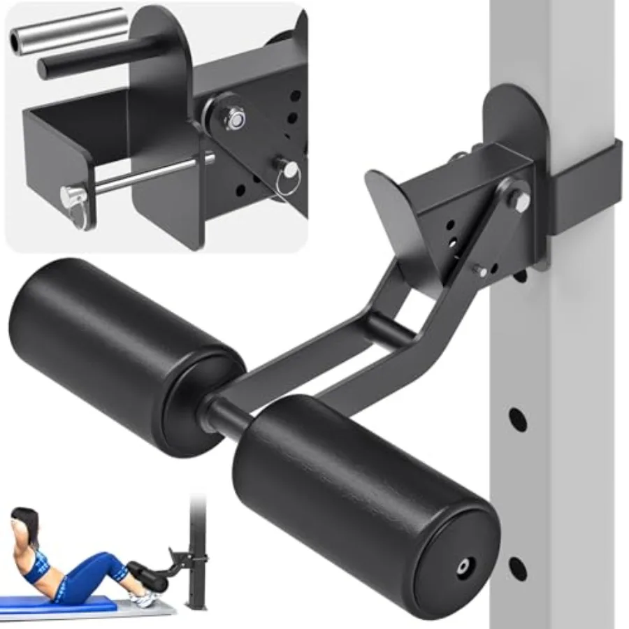 

Nordic Hamstring Curl Squat Rack Attachment for Power Rack with 5/8 or 1 Hole - Adjustable Leg Hold Down Attachment with Premiu