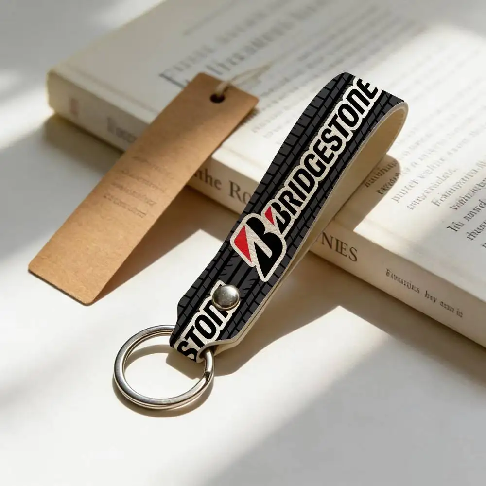 Motorcycle Bridgestone Simple Keychain Lightweight Key Ring Backpack Charm Card Holder
