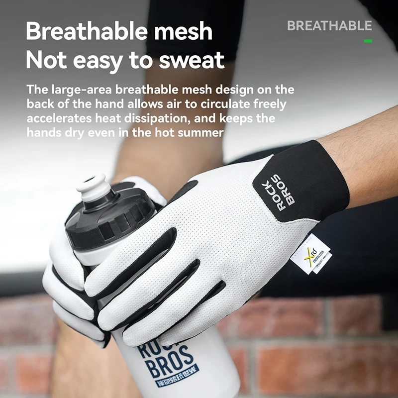 

ROCKBROS велосипедные перчатки с полным пальцем для мужчин и женщин, дышащие амортизирующие противоскользящие экраны, сенсорный XRD, подушечка для рук, MTB, перчатки для шоссейного велосипеда