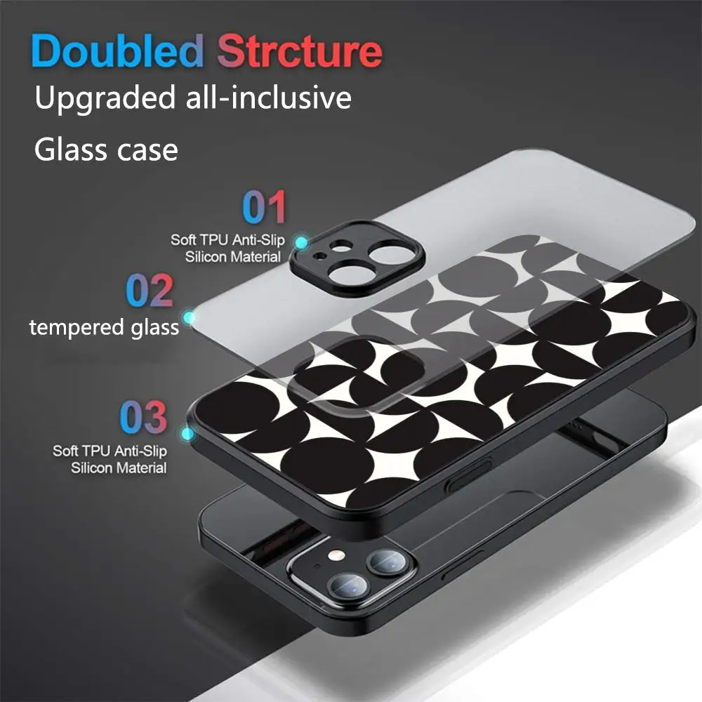 Bauhaus Exhibition Art Phone Case Glass Shell FOR IPhone 15 14 11 12 Pro 8 7 15 Plus 13 Pro MAX XR XS MINI Covers