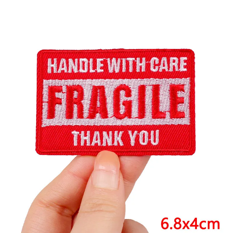 Caution Sign Embroidered Patches for Clothing Thermoadhesive Patches DIY Iron on Patches Punk Fusible Patch Sew Applique Sticker