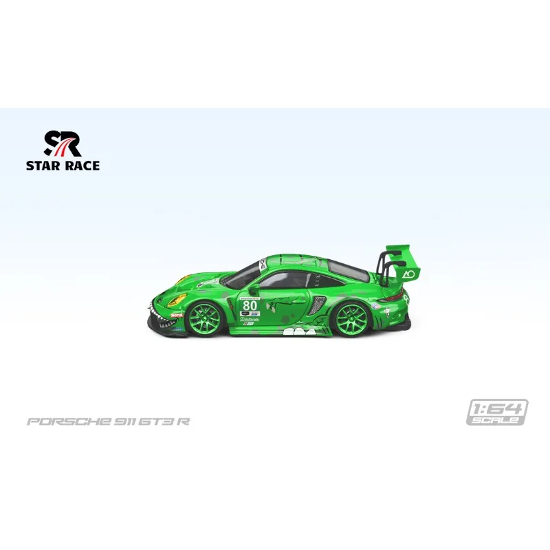 STAR RACE 1:64 Porsche 911 GT3 R 80 AO Racing 2024 IMSA Rexy Roxy Model Samochodu Wykonany z Odlewu Stopu Metali, Kolekcjonerski, Ozdobny, Prezent
