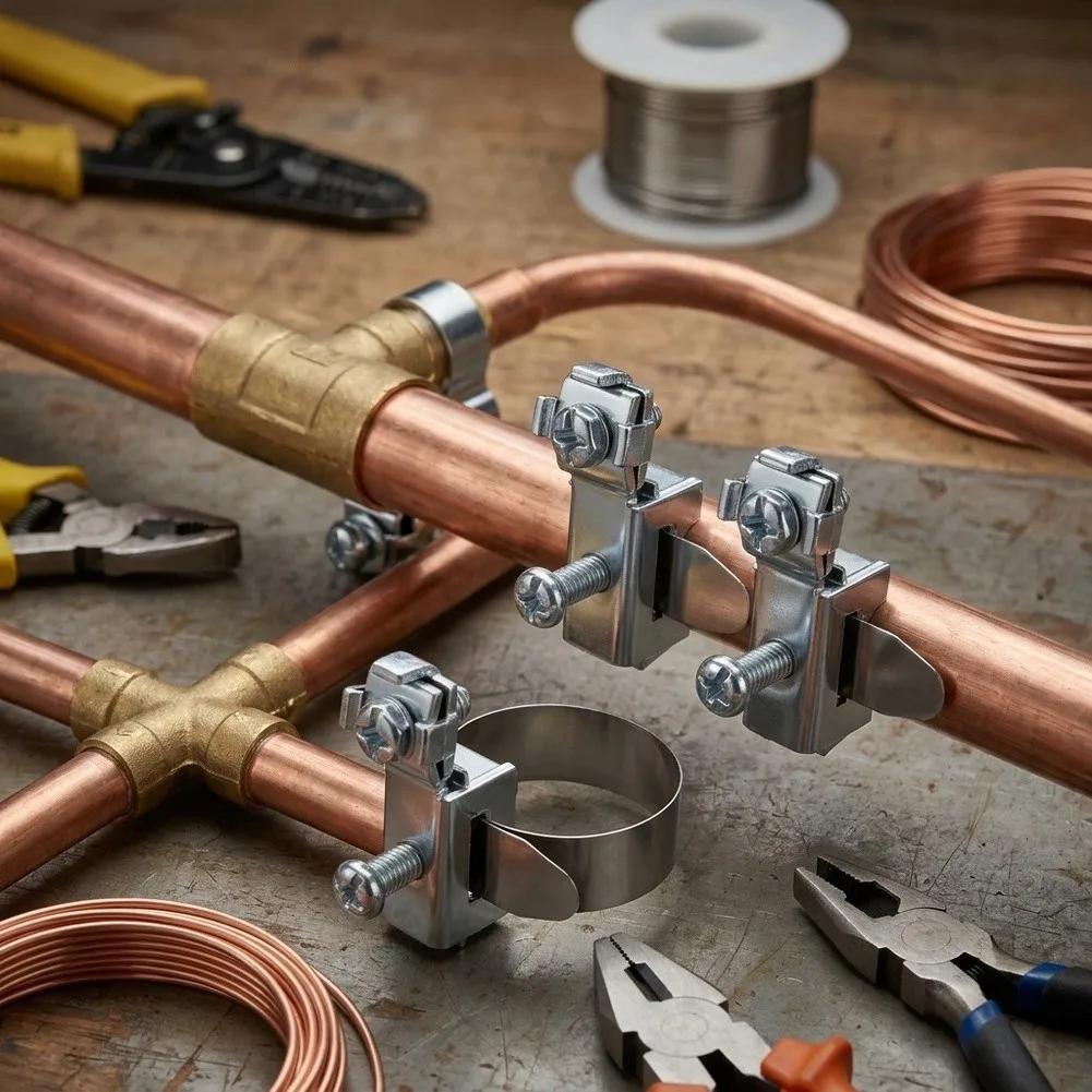 Grounding Clamp 5 Pack Stainless Steel for Pipe Sizes from For 8mm to 52mm for Electrical Cabinets and Outdoor Use