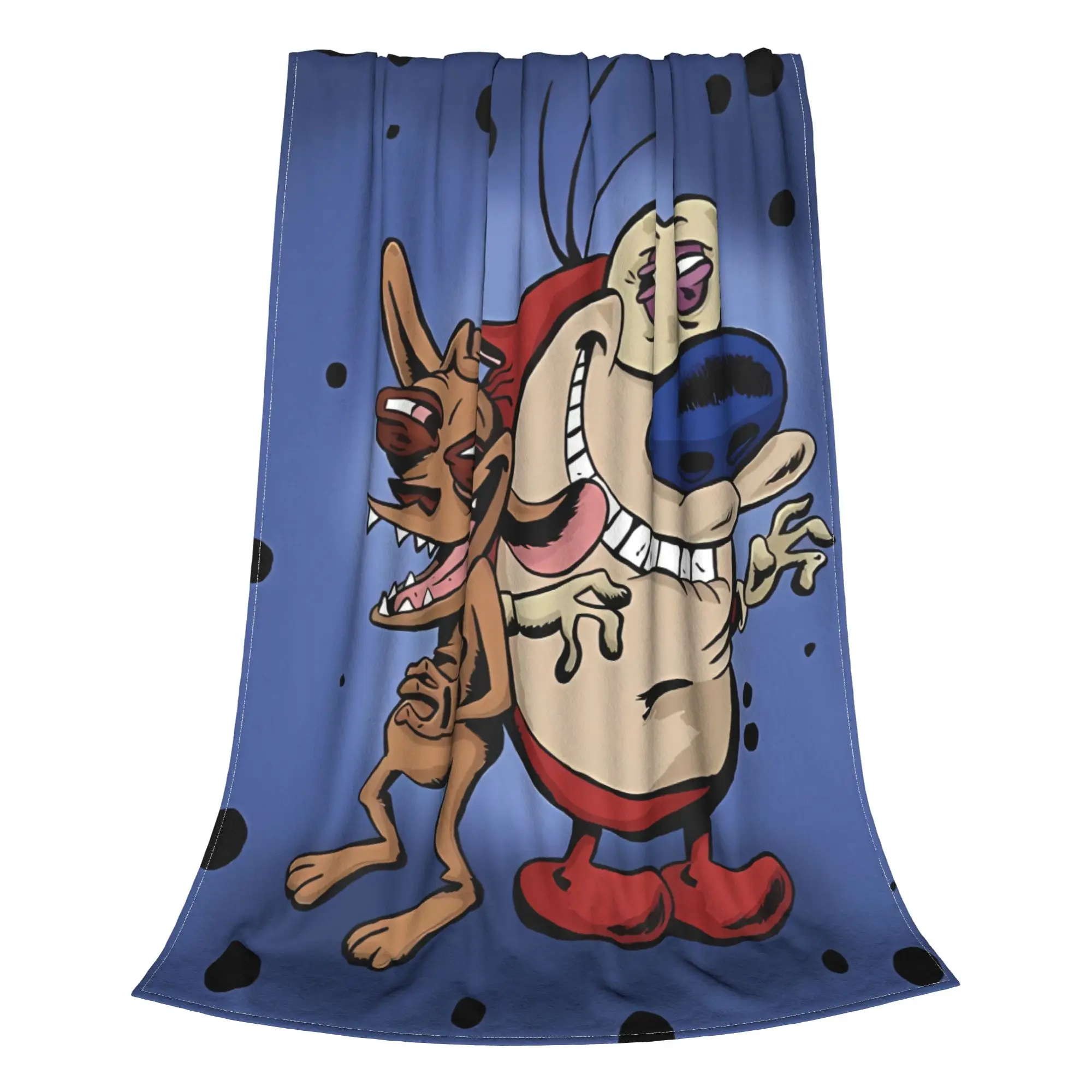 1PC Home Cute Room Decor Cartoon  Blanket Throw Blanket Ren & Stimpy Novelty Warm Blanket All Season