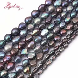 Natural Freshwater Pearl Black Freeform DIY Stone Beads 15